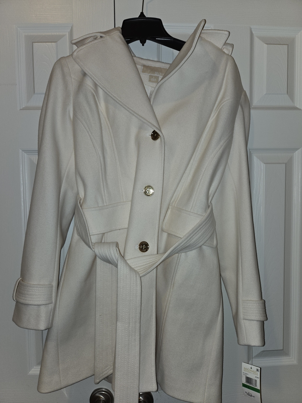 Michael Kors - Women's Ivory Hooded Belted Coat
